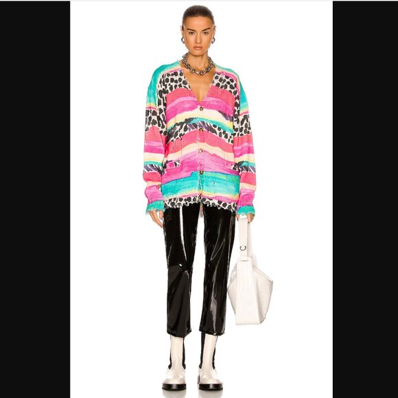 R13 Multi-Stripe Distressed Edge Cardigan - Picture 4 of 6